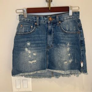 One X One Teaspoon distressed Denim Skirt